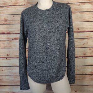 Aqua Marled Grey/Black Cashmere Crewneck Pullover Sweater